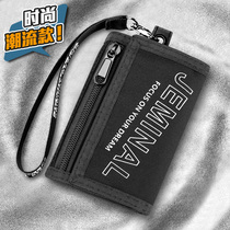 Han Edition Cloth Triple Fold Short canvas Folding Little Wallet Womens Mens General Day Department Young Student Vertical Little Mini Mini