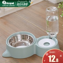 Dog Basin Dog Bowl cat bowl double bowl automatic drinking food basin cat food cat water bowl anti-knock rice bowl pet supplies