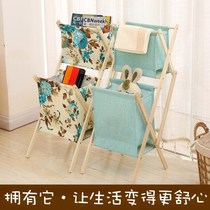 Shelf retro cloth newspaper rack book newspaper display rack toilet storage rack dirty clothes basket solid wood hanging basket