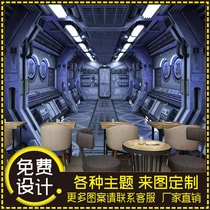 3D science fiction space capsule wallpaper starry sky universe stereo space mural Office hotel Science and Technology Museum ktv wallpaper