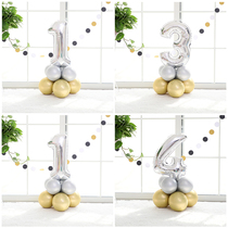 Metal balloon digital small column Aluminum film balloon column Baby 100 days 100 years birthday party decoration
