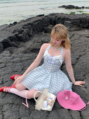 taobao agent Mori Women's original want to go to the seaside coast Sweetheart seaside girl cool hanging neck skirt skirt skirt