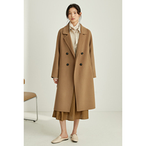 Bao 2021 summer new small wool coat womens suit collar temperament waist long woolen coat