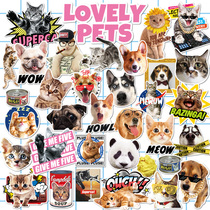 Cute funny cat dog dog animal suitcase sticker Kitten Waterproof notebook Personality small sticker 33 pieces
