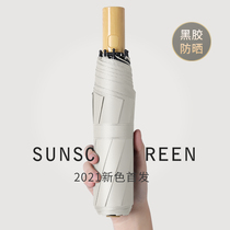 Fully automatic umbrella dual-use female folding parasol sunscreen sunscreen anti-ultraviolet male increased parasol wood grain solid color