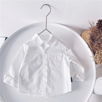 Xiaojie Childrens Shirt Boy Autumn Clothing 2022 New Long Sleeves Spring Autumn Lining Clothing Foreign Air Pure Cotton Pure Blouse