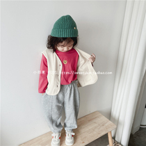  Little Apple 2021 autumn Korean version of mens and womens childrens baby fashion vest Childrens casual knitted vest cardigan jacket
