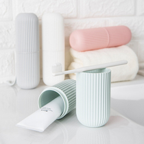 Travel brushing teeth and washing cups portable set creative mouth toothbrush teeth box with lid cylinder barrel