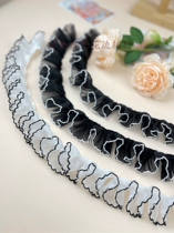 4cm wide vintage black and white lace transparent discount folds tapes wavy lace material accessories