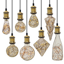 Creative copper wire lamp light bulb warm light special-shaped art chandelier decorative lamp Edison retro feelings E27 screw mouth