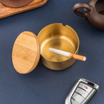 Stainless steel ashtray with cover European creative personality trend home living room anti-fly ash Office anti-drop ashtray