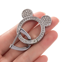 Flash Diamond Bear Head Keyring Keychain Creative Personality Car Key Chain Hoop Ring Mens and Womens Personality DIY Accessories