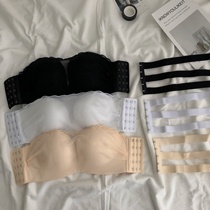 Strapless gather bra 2021 new chest-style invisible non-slip shoulder small chest underwear anti-light wrap breast women