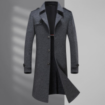 Autumn and winter New Long men double-sided cashmere coat comfortable warm waist belt trench coat thick tide