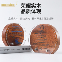 Solid Wood medals customized DIY trophy honors commendation competition excellent staff acrylic crystal lettering