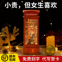 Phone kiosk Music box Water crystal ball rotating Trojans ballet Eight soundboxes Little girl girls birthday present Valentines Day