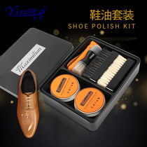 Shoe polish brush horsehair brush soft wool shoe polish tool set leather shoes horse mane brush household multifunctional shoe polish set