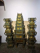 Imitation antique bronze ware with gold inscription The nine-tripod-nine-tripod-eight-stone workmanship fine pendulum antique collection Jiapong
