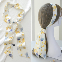 Long narrow small scarf womens summer niche tie head braided hair band tied bag thin ribbon super fairy belt tie streamers