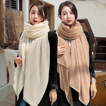 Cotton and linen scarf female spring autumn and winter solid color linen shawl dual-purpose Korean version of Joker long student silk scarf warm neck