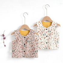 Childrens autumn and winter coat cotton vest outside wearing vest coat jacket horse clip crotch shoulder foreign flower girl soft new
