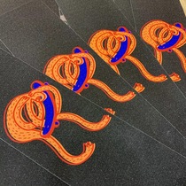 Orange little man hugs skateboard skateboard sandpaper designer original He Qisha MOVER skateboard shop