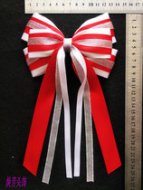 Cheerleading cheerleader dance competition bow rope headdress hair accessories red white gold and silver full mail