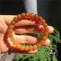 Hetian jade sugar jade old shape bead bracelet Xinjiang minced sugar gradient hand string brown sugar female jade bead string 8mm