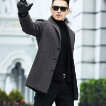 Armani mens double-sided woolen coat medium-length plus cotton wool woolen medium-long cashmere jacket suit leader
