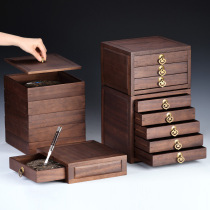 Black walnut solid wood Puer tea storage box Large multi-layer tea pot White tea storage box Cake pot tea rack storage cabinet