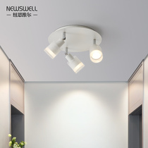 Light-mounted spotlight ceiling type round three-head adjustable spotlight Nordic simple bedroom porch cloakroom ceiling lamp