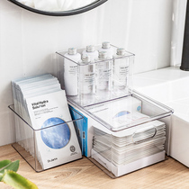 Mask storage box desktop cosmetics dustproof transparent finishing box skin care products bathroom shelf dormitory with lid