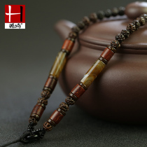 Original Handmade Design Small Leaf Purple Sandalwood Heather Pendant Chain Pendants Rope Emerald Hanging Rope Male And Female Necklace Rope