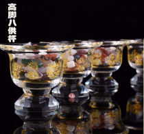 The knot price Tibetan Buddhism eight auspicious bowls for cups high feet eight auspicious water supply bowls Crystal Buddha for bowls for water cups
