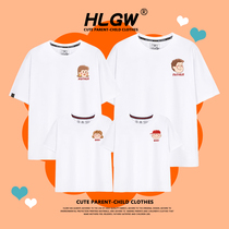Not the same parent-child family of four summer mother mu nv zhuang high-end Western style short sleeve parent-child T-SHIRT