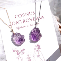 Nine-Tailed Fox amethyst pendant Fox necklace Super Seven Crystal natural female