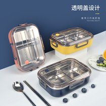 Divider type simple lunch box student office worker bento box High School canteen Japanese with stainless steel 2 cents lunch box