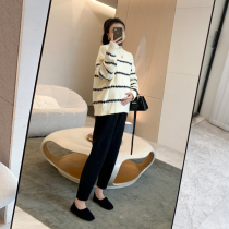 ZMA maternity dress (oolong tea) autumn and winter New pregnant womens suit Autumn Sweater fashion knitted pants out