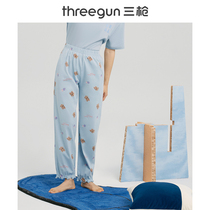 Triple Gun Sleeping Pants Woman Pure Cotton Summer New Pint Printed Air Conditioning Pants Lady Home Pants Long Pants Loose