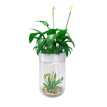 Fish tank landscaping dedicated living room desktop glass small goldfish tank free of water round intelligent ecological aquarium