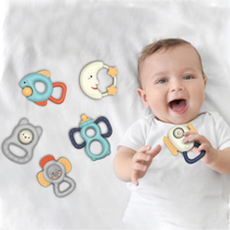 Baby hand bell tooth gum 0-3 months newborn to appease baby educational toy 1 year old gift box 1 set