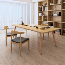 Modern simple solid wood living room large long desk Household rectangular table Long log office work desk 1067