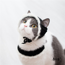Cat dog cute maid cos cross-dress hat scarf set hand-knitted pet scarf fake collar accessories