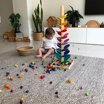 Music tree toy rainbow petal building block Wisdom Tree ball track wooden Children Baby sound Singing Tree