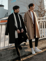 Winter woolen coat mens Korean version over the knee mid-length mens windbreaker loose double-sided thickened woolen coat trend