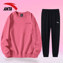 Anta sweater sports suit female official website flagship 2021 Spring and Autumn new round neck loose size slim sweatpants