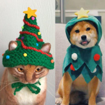 Christmas Halloween party hat pet knit hat headdress medium dog Teddy cat birthday photo hair ball hat