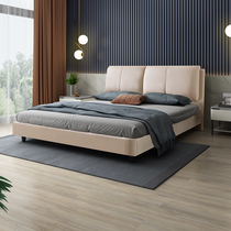 M Lanna modern light luxury zhen leather bed small-sized master bedroom bed 1 8 meters ruan bao chuang 2020 nian new bed#