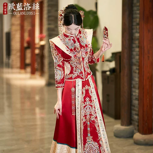 Velvet xiuhe Service 2024 Новая тяжелая промышленность роскошная свадьба, феникс Гуансья Свадебная павильон