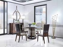 Bluebird furniture Ukim wood full solid wood circular dining table modern light extravagant and large family dining table and chairs combination